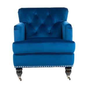 Colin Navy Blue/Espresso Accent Chair