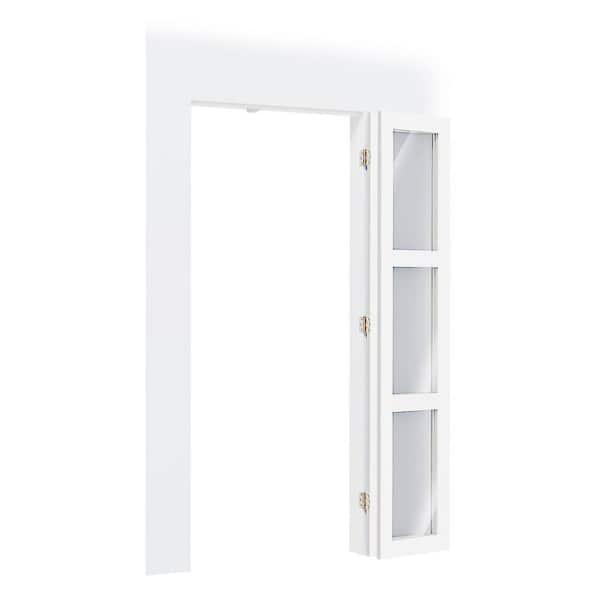 TENONER 36 in. x 80 in. 3 Lite, Clear Glass, Solid Core, MDF, PVC