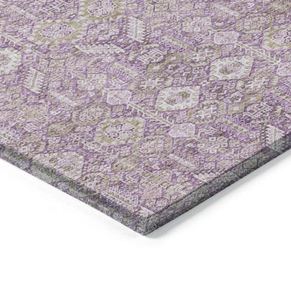 Lavender and Ivory 10 ft. x 14 ft. Woven Floral Rectangle Indoor/Outdoor Area Rug