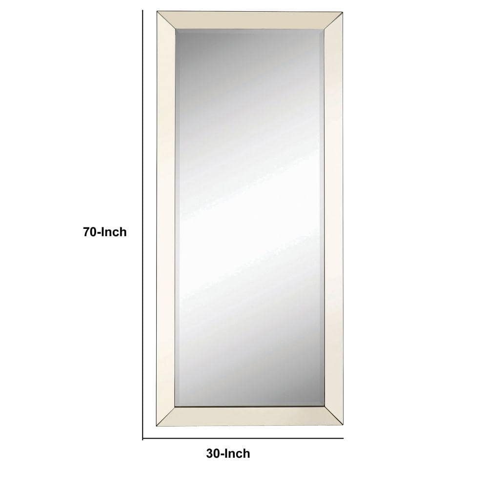 Rectangular Silver Beveled Edge Floor Mirror 70"