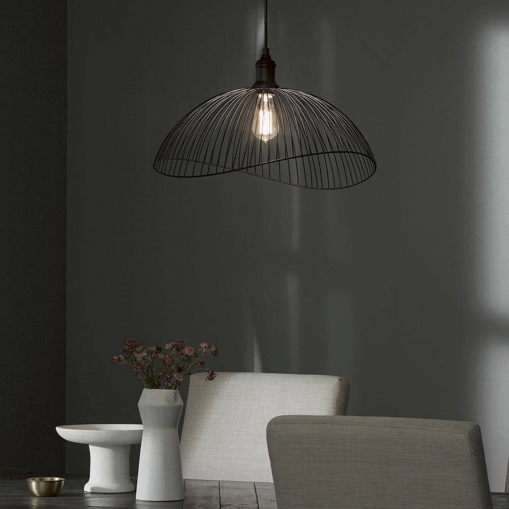 20" Matte Black Metal Geometric Pendant Light