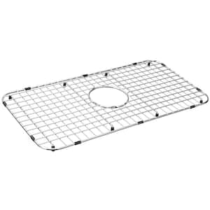 Stainless Steel Sink Protector 26x14 with Center Drain, Metal