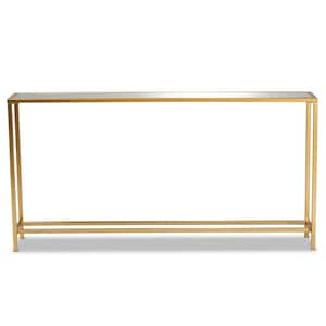 Alessa 59.8 in. Gold Rectangle Glass Console Table