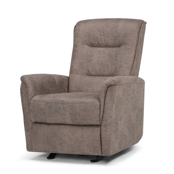 Simpli Home Percy 32 in. Wide Transitional Recliner in Distressed Grey Faux Leather