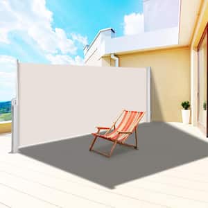 118 in. x 71 in. Retractable Side Awning Waterproof Patio Screen Room Divider Beige for Privacy