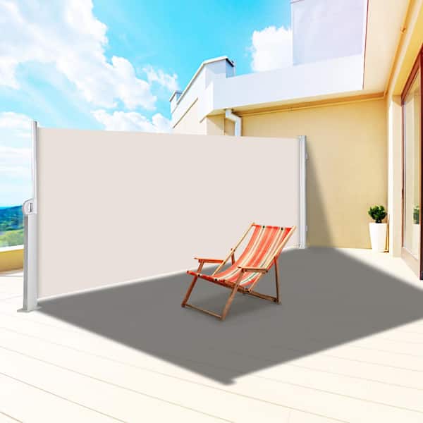 VEVOR 118 in. x 71 in. Retractable Side Awning Waterproof Patio Screen Room Divider Beige for Privacy