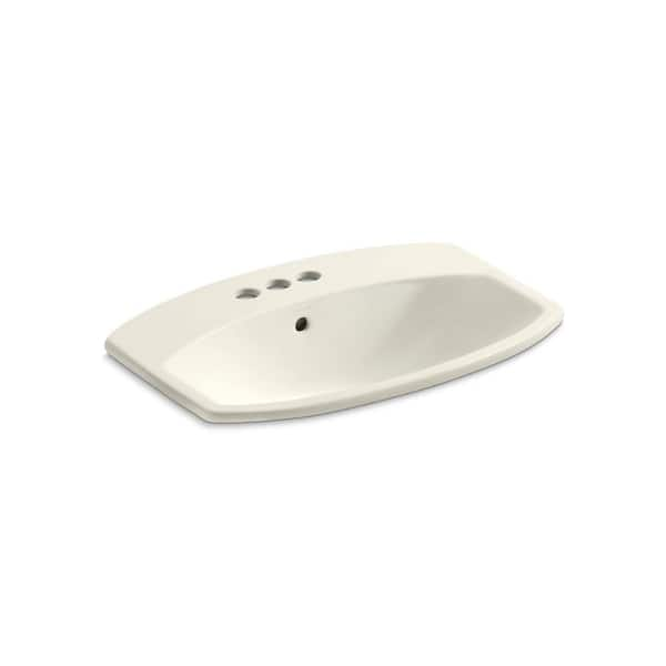 KOHLER Cimarron 22-3/4 in. Drop-In Vitreous China Bathroom Sink in Biscuit