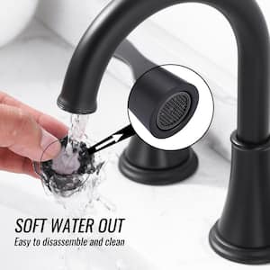 8 in. Widespread Double Handle Bathroom Faucet with Pop-up Drain in Matte Black