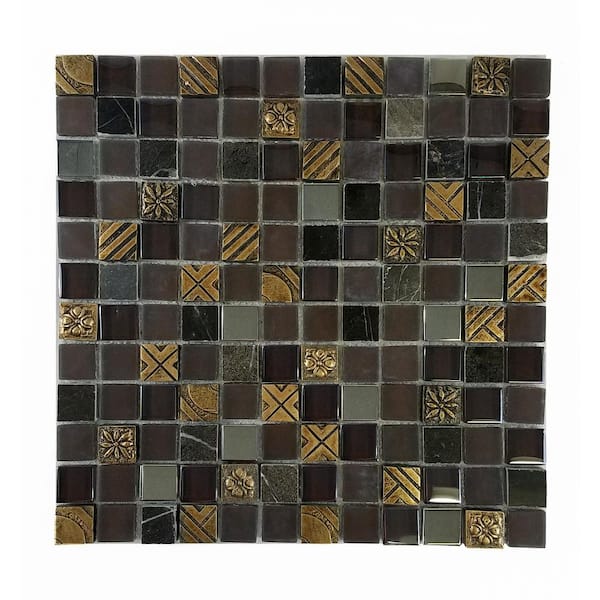 Reviews for ABOLOS Vintage Design Antigua Brown Deco Mosaic 3 in. x 3 ...