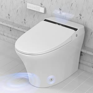 Elongated Smart Toilet Bidet 1-Piece 1.28 GPF in White w/Auto Flush, Heated Seat, Air Drying, Remote Control,LED Display