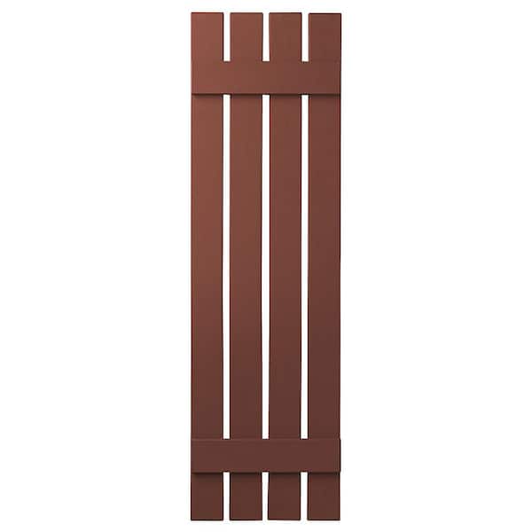 Ply Gem 16 in. x 47 in. Polypropylene Plastic 4-Board Open Board and Batten Shutters Pair in Red