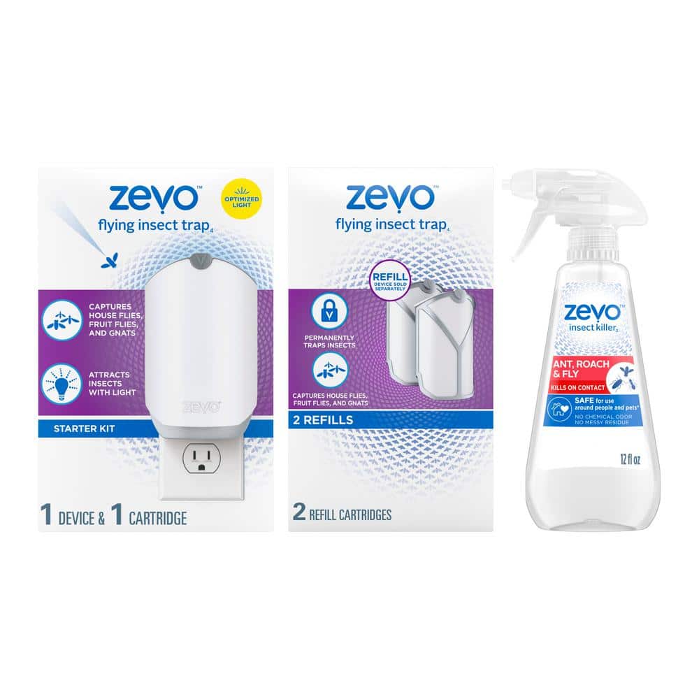 Zevo [Refill + Device] Flying Insect Trap Fly Trap, Flying Insects Fruit  Flies Gnats House + Includes Exclusive Venancio'sFridge Sticker & Sticky