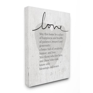24 in. x 30 in. "May This Home Be a Place of Love Grey Wood Textured Heart" by Linda Woods Canvas Wall Art