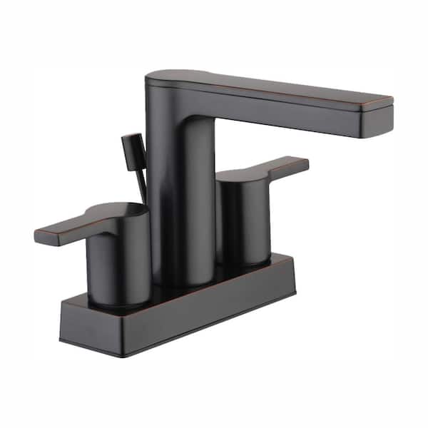 Glacier Bay Modern Contemporary 4 in. Centerset 2-Handle Low-Arc Bathroom Faucet in Bronze