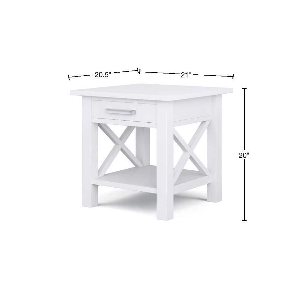 Kitchener Contemporary White Solid Wood Square End Table with Storage