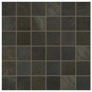 Vickery Sable Black 12 in. x 12 in. Glazed Porcelain Mosaic Tile (10 sq. ft./Case)