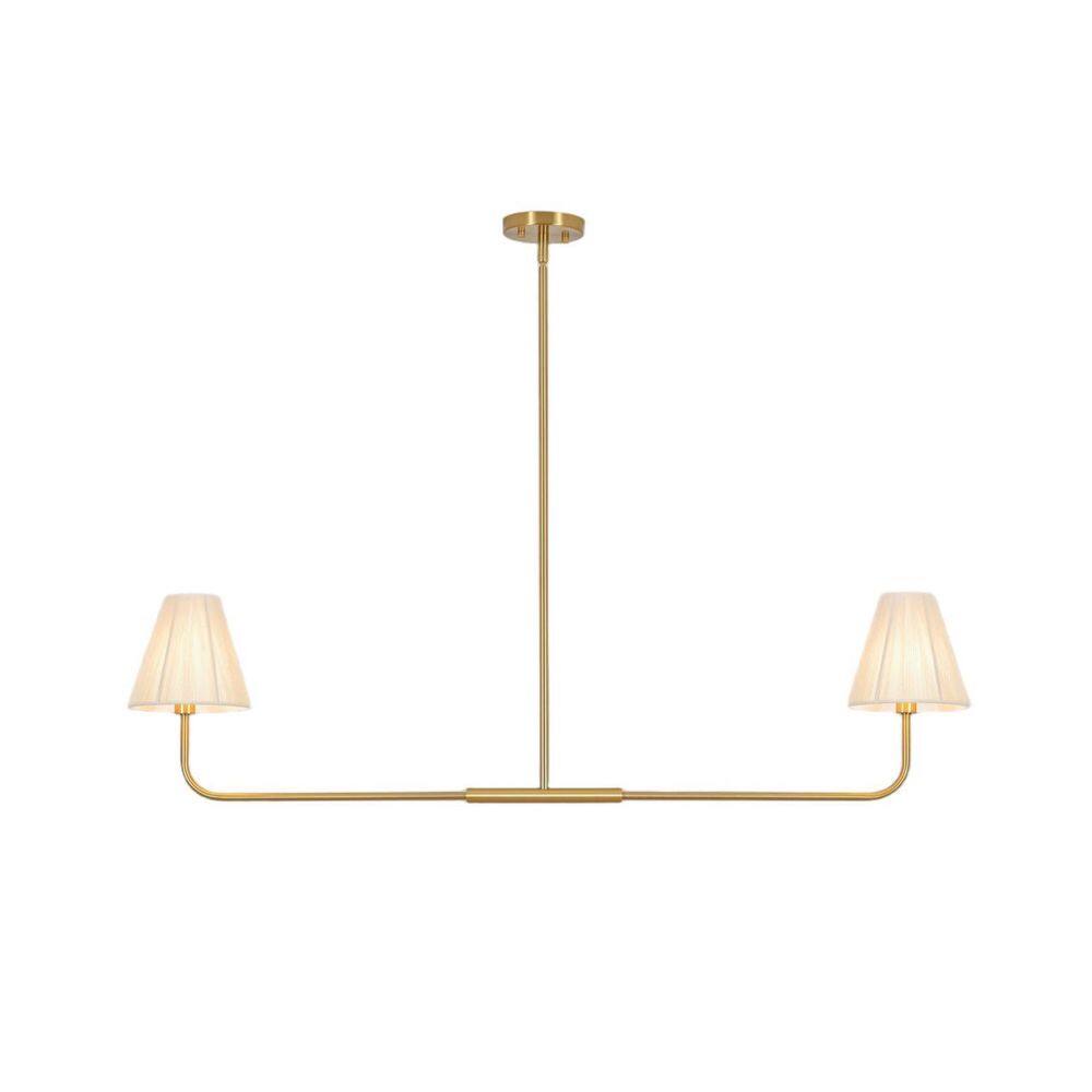 Remy 2-Light 48-in Modern Brass Linear Kitchen Island Pendant Light with Fabric Cone Shades price history on PriceWatchPro