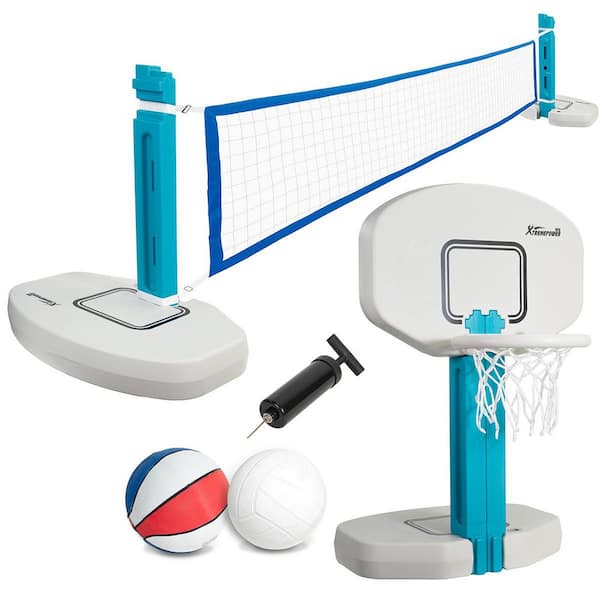 HDPE Adjustable Pool Volleyball and Basketball Combo Set (2-in-1)