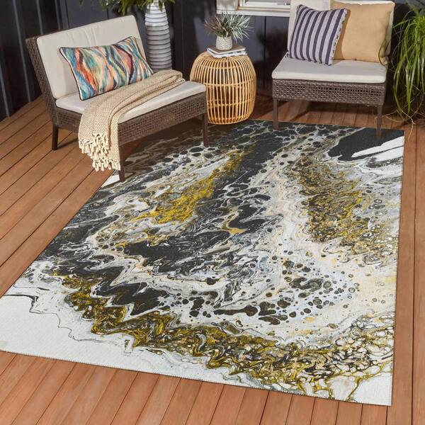 Addison Rugs - Karina Black 5 ft. x 7 ft. 6 in. Geometric Indoor/Outdoor Area Rug