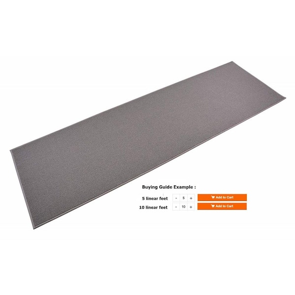 Rubber Collection Solid Grey 26 in. Width x Your Choice Length Custom Size Runner Rug
