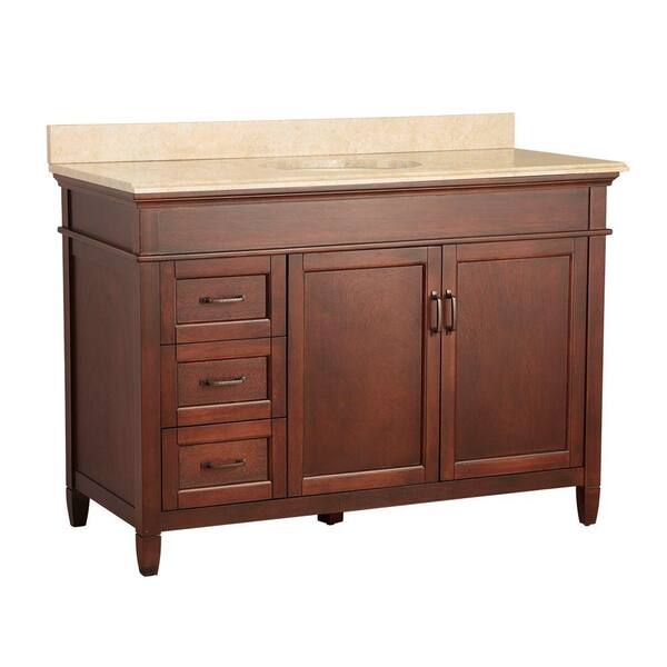 Home Decorators Collection Ashburn 49 in. W x 22 in. D Vanity in Mahogany and Vanity Top with Stone effects in Oasis