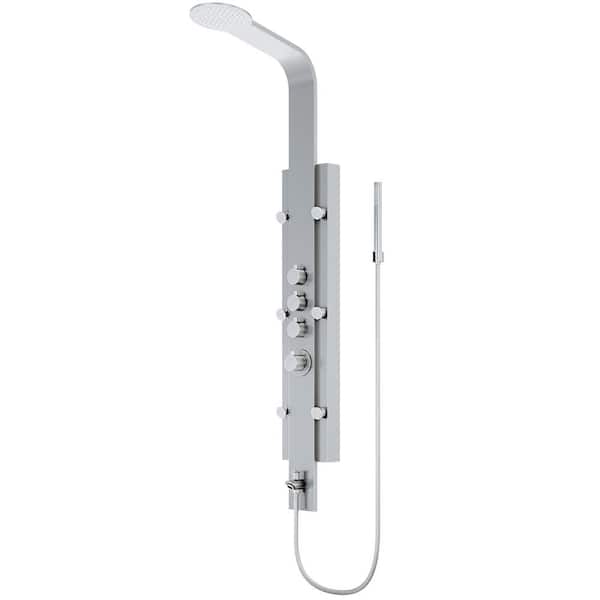 VIGO Mateo 60 in. 6-Jet High Pressure Shower Panel System with Fixed Rainhead and Handheld Dual Shower in Stainless Steel