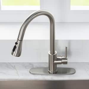 Frankfurt Single-Handle Pull-Down Sprayer Kitchen Faucet with Dual Function Sprayhead in Brushed Nickel