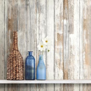 Distressed Wood Vinyl Peel & Stick Wallpaper Roll (Covers 28.18 Sq. Ft.)