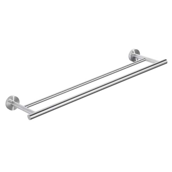 24 in. Wall Mounted Double Towel Bar in Brushed Nickel