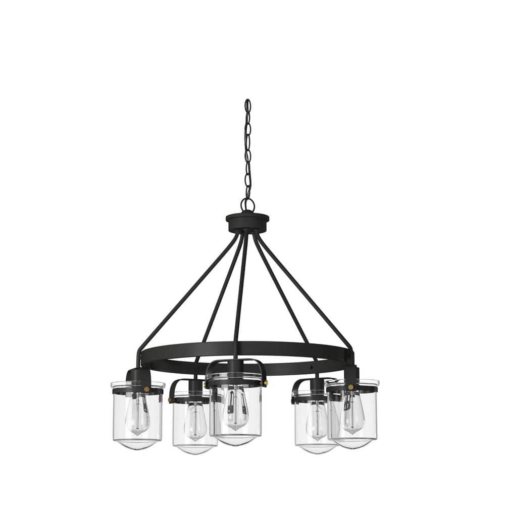 Jaxon 25" Bronze and Brass 5-Light Chandelier