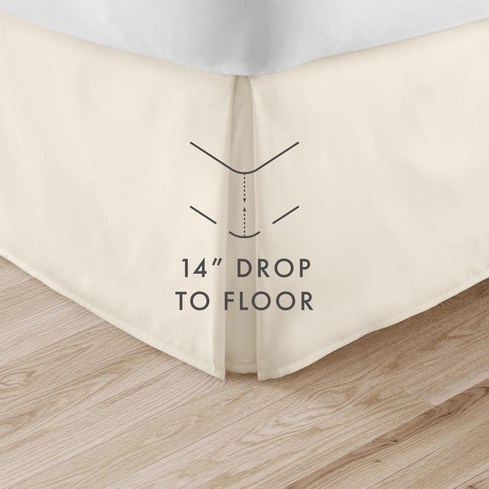 Off-White Queen Cotton Polyester Pleated Bed Skirt