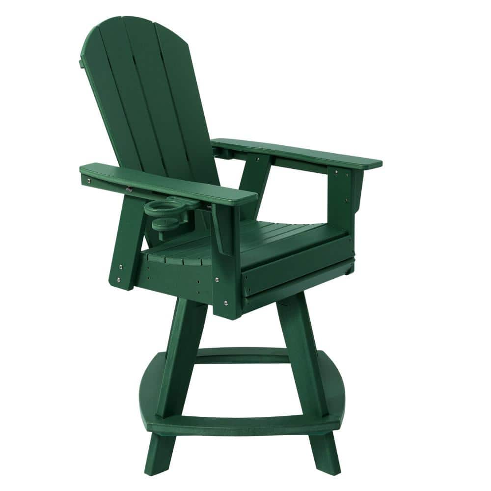 Laguna Fade Resistant Outdoor Patio HDPE Adirondack Swivel Counter Height Chair with Cup Holder, Dark Green price history on PriceWatchPro