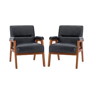 Eckard Navy Vegan Leather Armchair with Tufted Design (Set of 2)