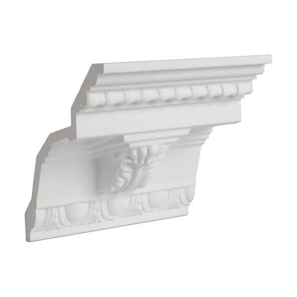American Pro Decor 5-1/4 in. x 5-3/8 in. x 6 in. Long Acanthus Leaf Corbel with Egg and Dart Polyurethane Crown Moulding Sample
