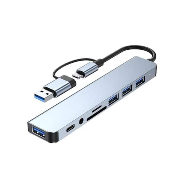Lukyamzn 8 in 1 USB C Hub Adapter with USB 3.0/2.0 Ports, SD/TF Card Reader, 3.5 mm Aux, Aluminum for MacBook Pro/Air and More