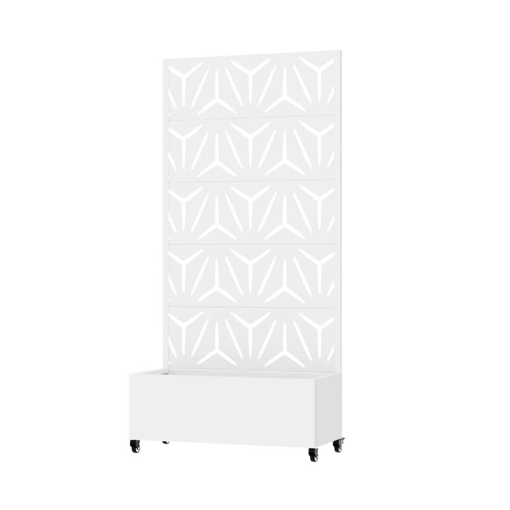 72 in. H x 35 in. W White Outdoor Metal Raised Garden Bed Planter Box with Trellis and Caster for Patio price history on PriceWatchPro