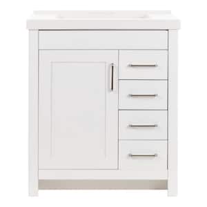 Westcourt 31 in. W x 22 in. D x 37 in. H Single Sink Freestanding Bath Vanity in White with White Cultured Marble Top
