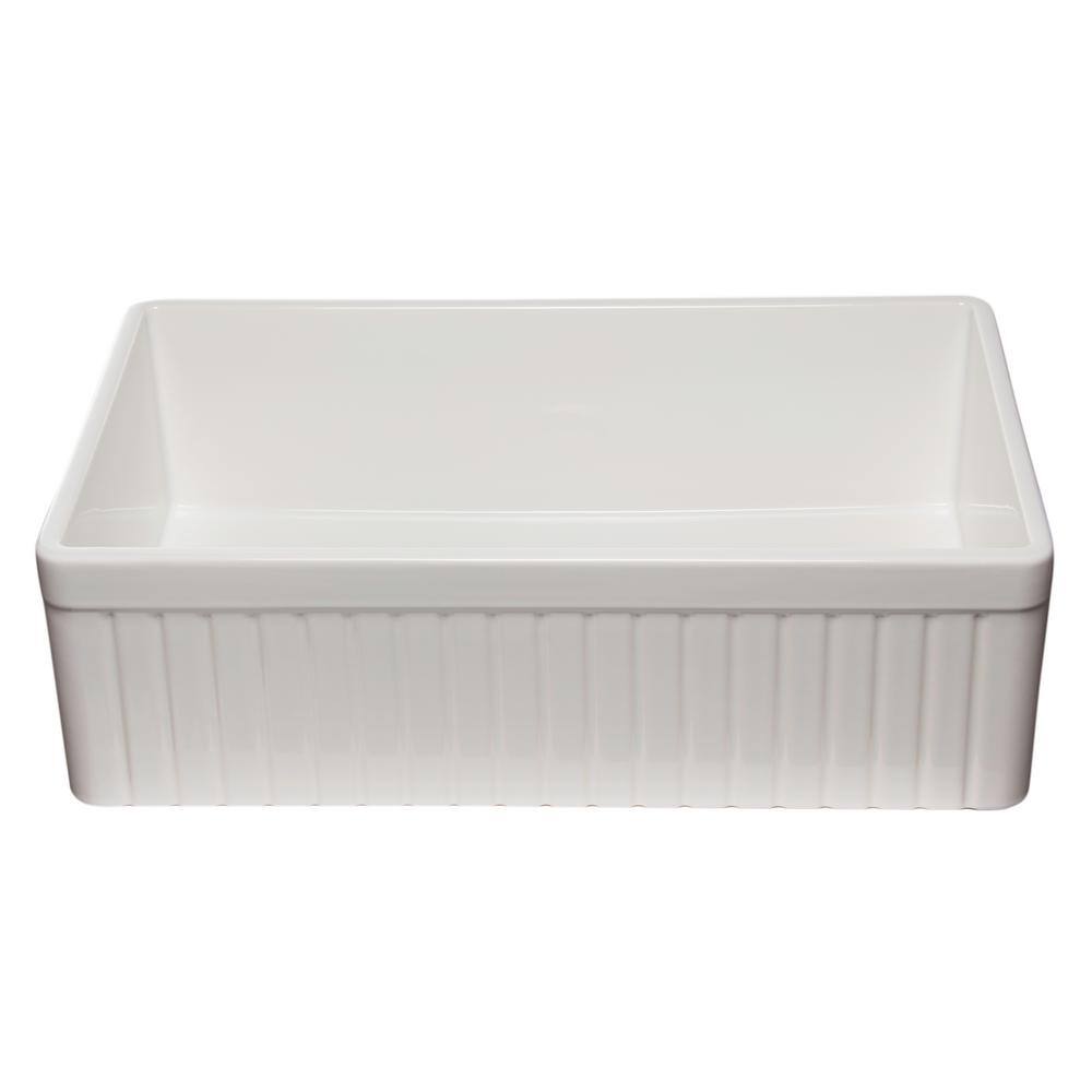 33'' White Fireclay Single Bowl Farmhouse Sink