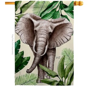 28 in. x 40 in. Elephant House Flag Double-Sided Readable Both Sides Animals Wildlife Decorative
