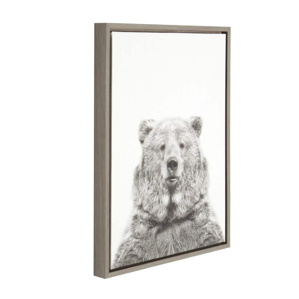 Gray Framed Bear Portrait Canvas Art for Kids