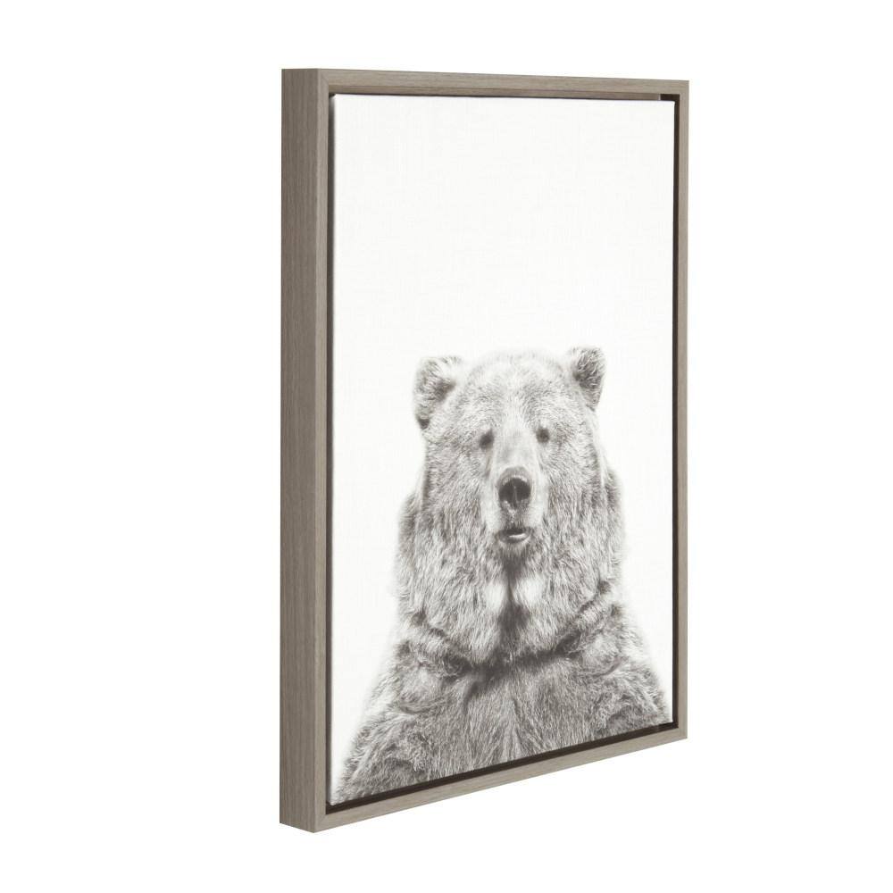 Gray Framed Bear Portrait Canvas Art for Kids