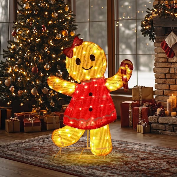 Starfree 42 in. 3D Gingerbread Girl Outdoor Christmas Decoration