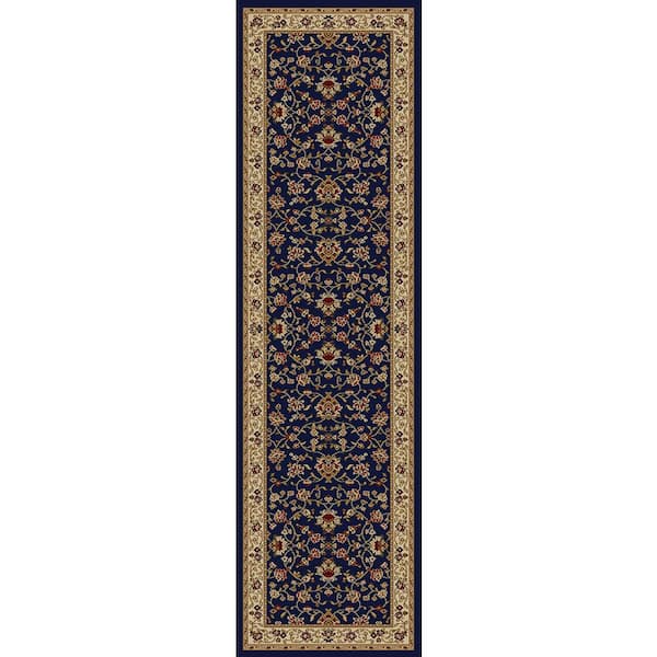 Unbranded Como Navy 2 ft. x 8 ft. Traditional Oriental Floral Area Rug