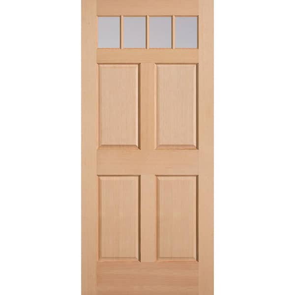 Masonite 36 in. x 80 in. 4 Lite 4-Panel Unfinished Fir Wood Front Exterior Door Slab