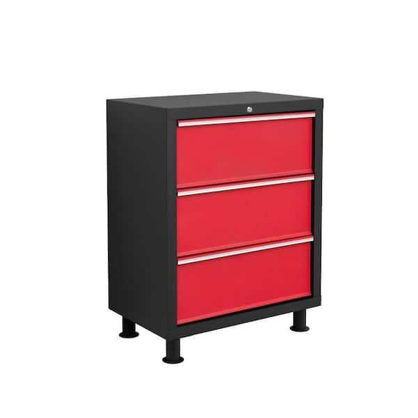 NewAge Products Bold Series 35 in. H x 26 in. W x 16 in. D 3-Drawer 24-Gauge Welded Steel Tool Chest in Red