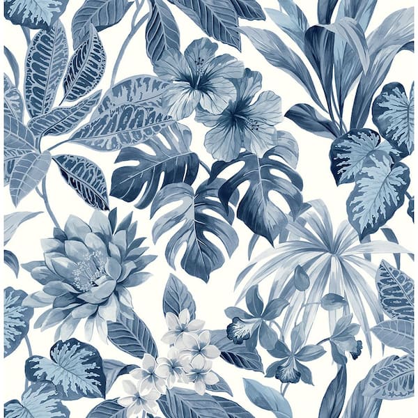 Navy Blue and White Bamboo Leaves Botanical Peel and Stick Wallpaper 30.75  sq. ft. | Bed bath and beyond, Peel and stick wallpaper, Decor
