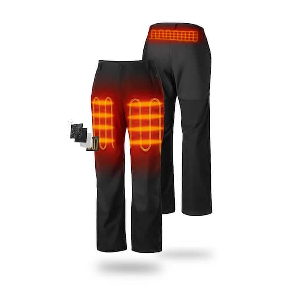 Women's 34 in. x 30.5 in. Black 7.38-Volt Lithium-Ion Fleece Lined Heated Pants with (1) 4.8Ah Battery