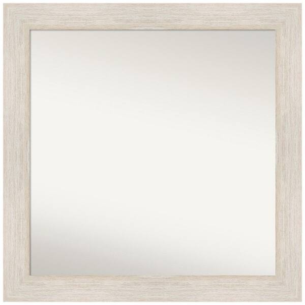 Amanti Art Hardwood Whitewash 31 in. W x 31 in. H Square NonBeveled Wood Framed Wall Mirror in