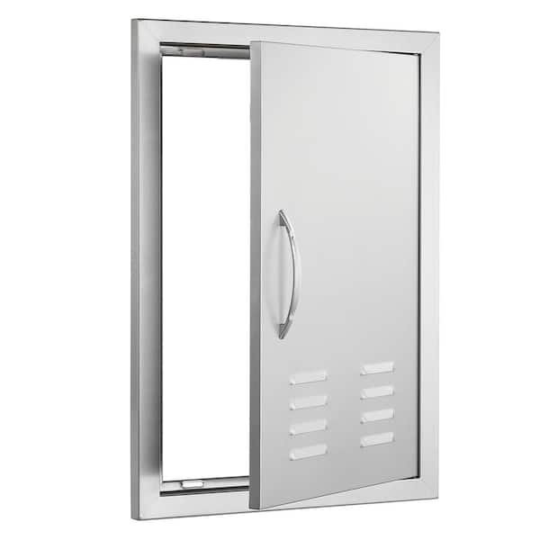 Single Outdoor Kitchen Door 17 in. W x 24 in. H BBQ Access Door Stainless Steel Flush Mount Door with Handle and Vents