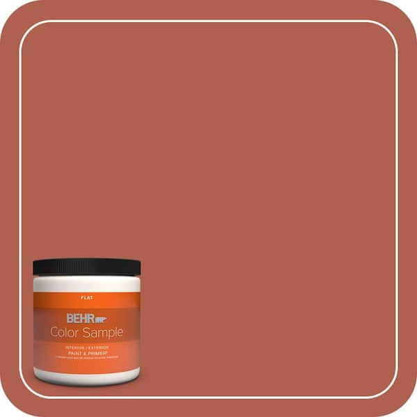 BEHR PREMIUM PLUS 8 oz. #BIC-46 Clay Red Flat Interior/Exterior Paint & Primer Color Sample